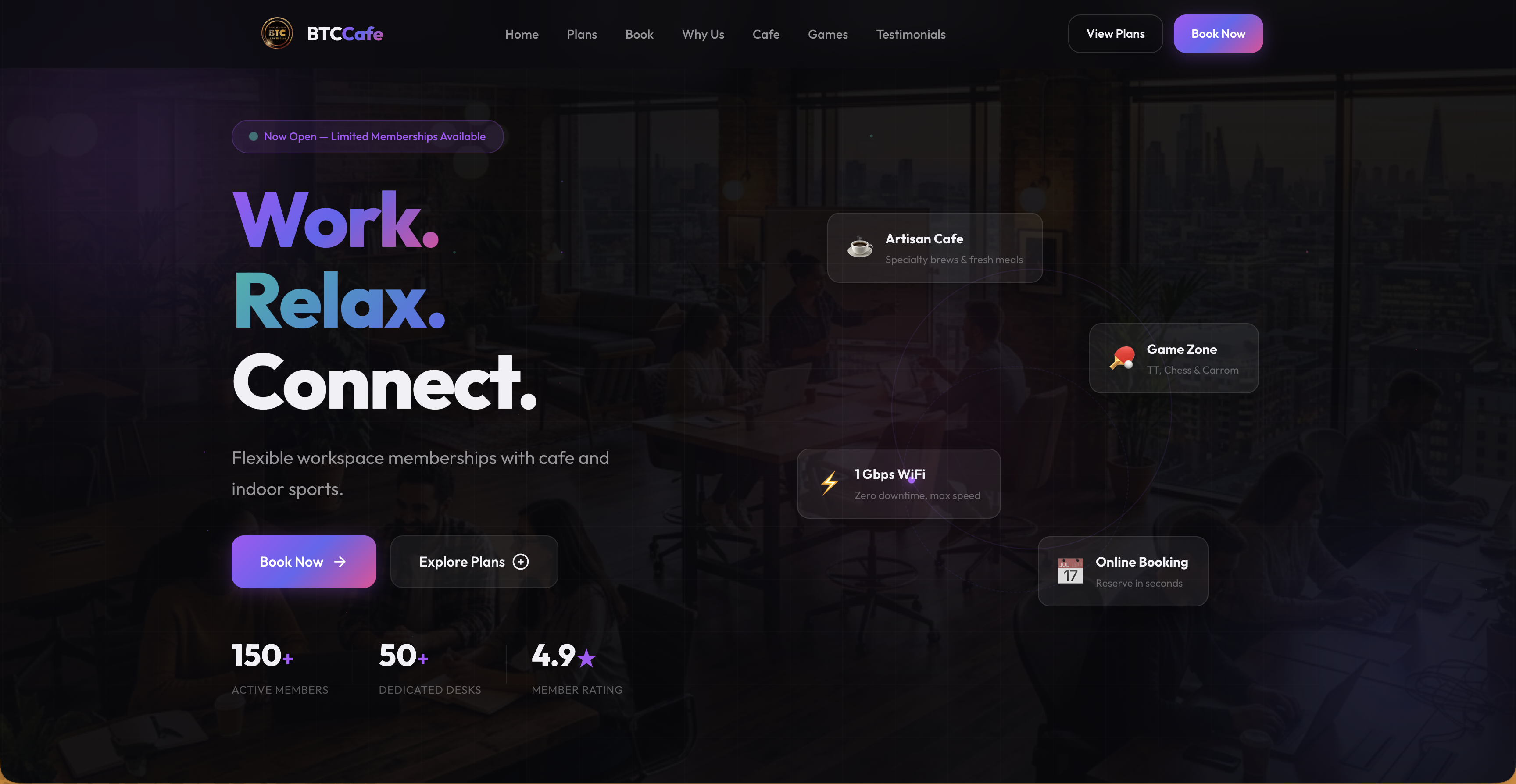 BTC Cafe Landing Page